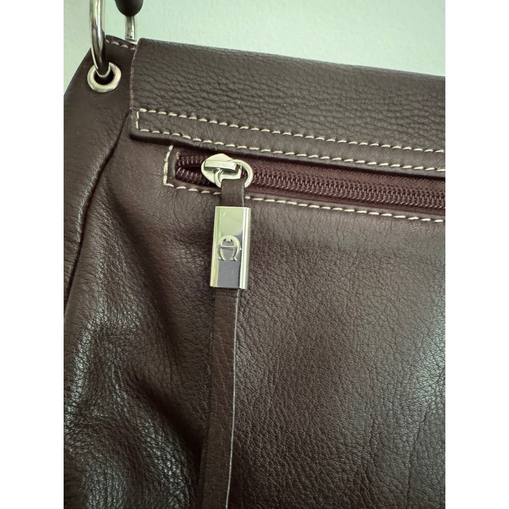 Etienne Aigner Chocolate Brown Genuine Leather Crossbody Flap Buckle Bag - Picture 6 of 8